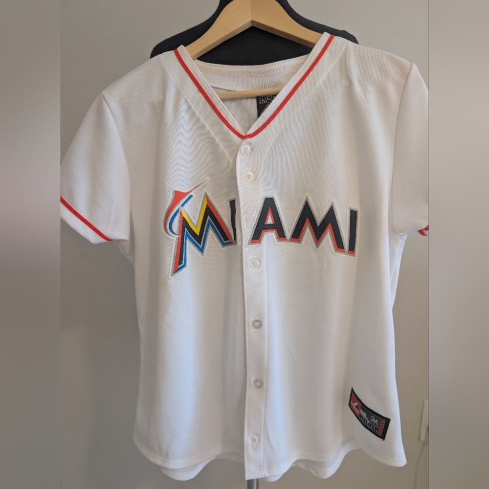 Majestic White and Red Baseball Jersey